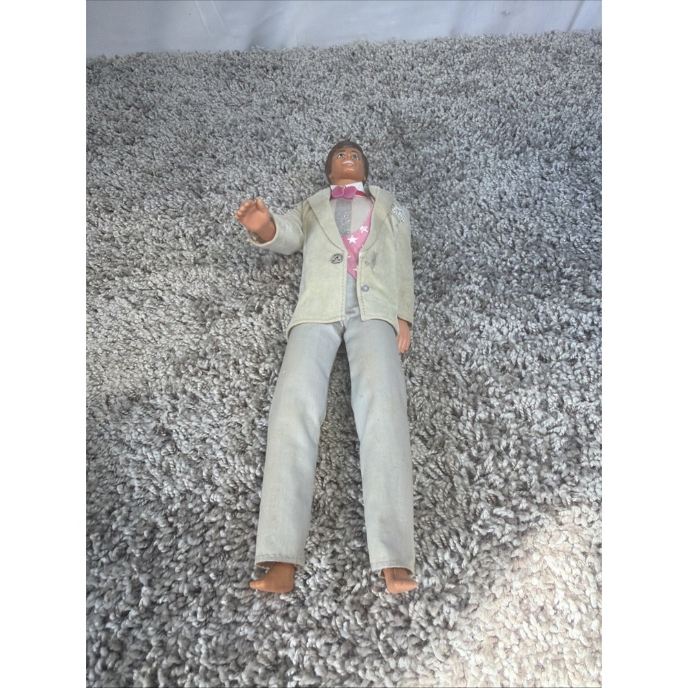 Vintage Mattel 1968 Barbie KEN Doll 12" Formal Suit / Gray with Pink Tie